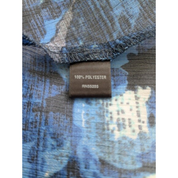 Express Top Womens L Blue Floral Watercolor Sheer Racerback Blouse Tank Coverup - Picture 8 of 12